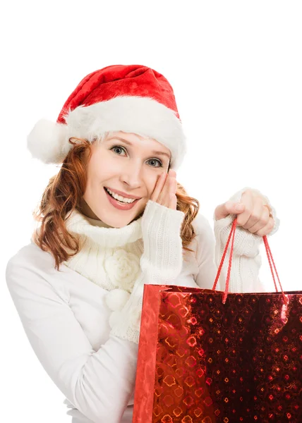 Beautiful christmas woman in santa hat Royalty Free Stock Photos