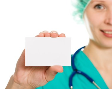 kadın doktor gösteren kartvizit