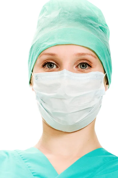 Chirurgo donna in maschera protettiva — Foto Stock