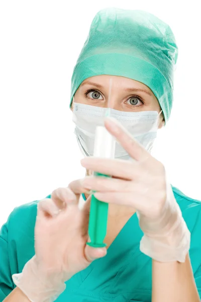 Chirurgo donna con siringa per iniezione , — Foto Stock