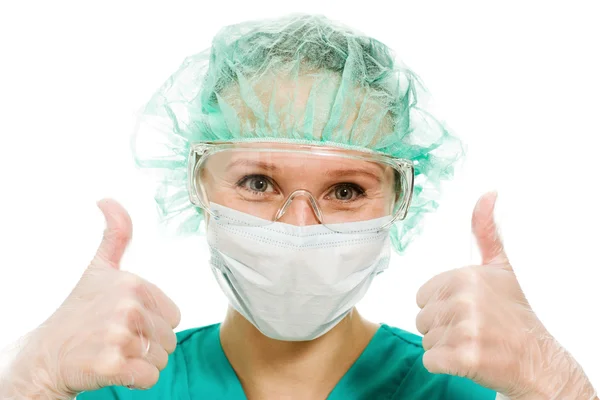 Жінка-хірург, що показує правильний жест — стокове фото
