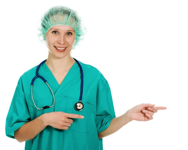 Medico medico donna su sfondo bianco — Foto Stock