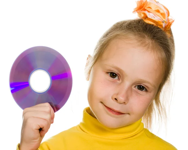 Jeune fille avec un disque compact — Photo