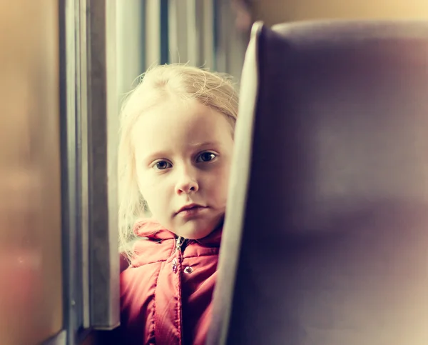 Lonely girl in a train — Stock Photo, Image