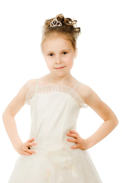Menina bonita em vestido branco — Fotografia de Stock