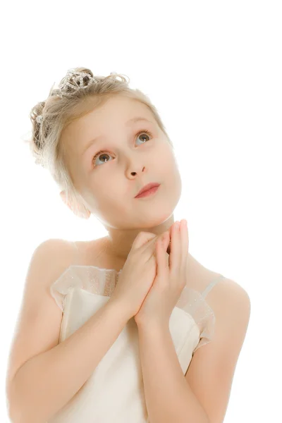 Menina bonita em vestido branco. — Fotografia de Stock