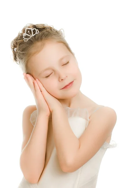 Menina bonita sonhando com olhos fechados — Fotografia de Stock