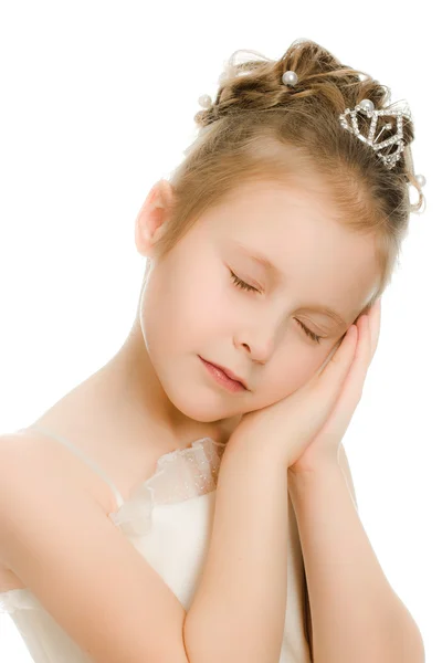 Pretty beautiful girl dreaming with closed eyes — Stock Photo, Image