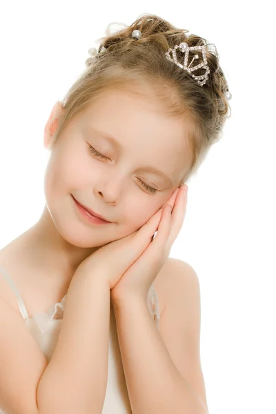 Pretty beautiful girl dreaming with closed eyes — Stock Photo, Image