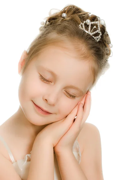 Pretty beautiful girl dreaming with closed eyes — Stock Photo, Image