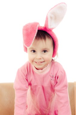 pembe kulakları tavşan ile küçük kız