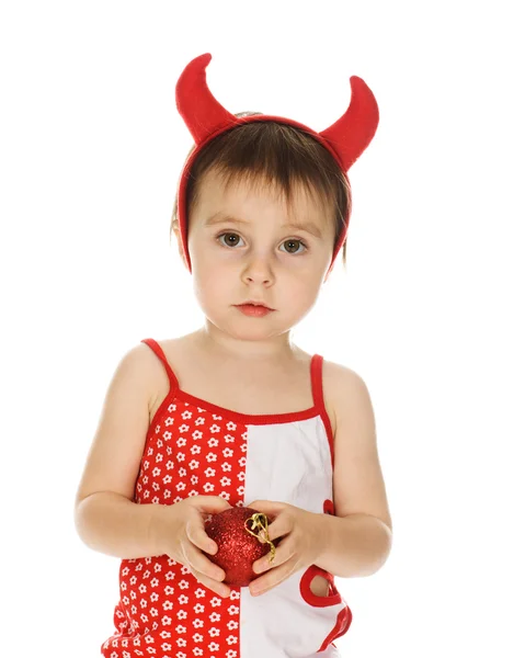 Baby with horns imp — Stock Photo, Image