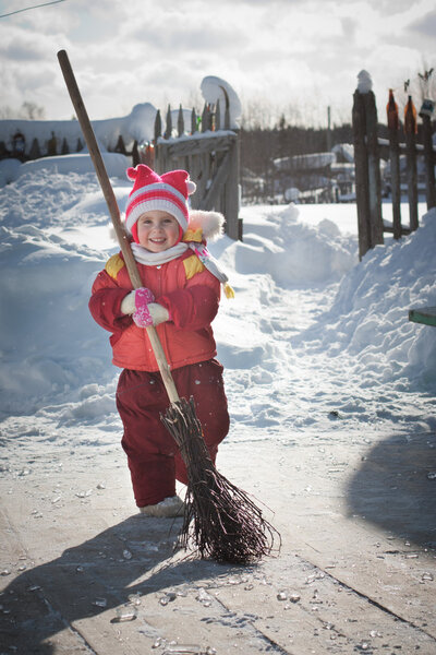 girl with a broom