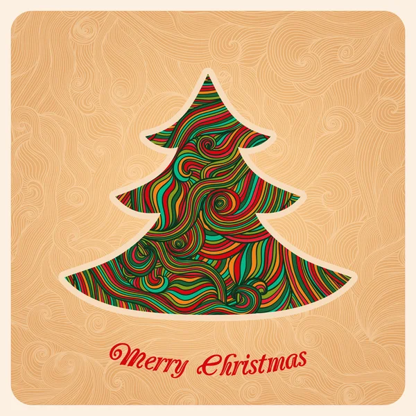 Árbol de Navidad, tarjeta de felicitación en el tema de Navidad — Vector de stock