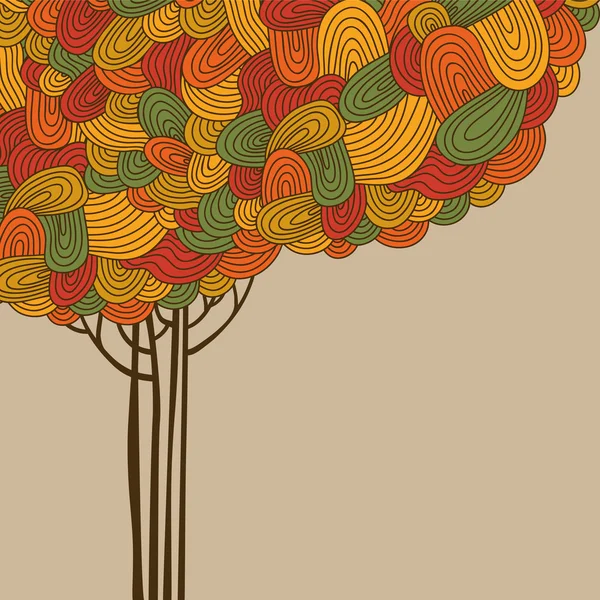 Ilustración abstracta del árbol de otoño hecha de olas para su diseño — Vector de stock