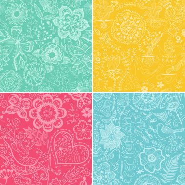 set renkli çiçek desenleri (sorunsuz bir şekilde döşemek) .seamless desen duvar kağıdı, desen dolgularını, web sayfası arka planı, yüzey dokuları için kullanılabilir. çiçek sorunsuz arka açılan.