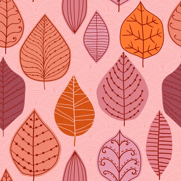 Naadloze patroon met blad, herfst blad achtergrond — Stockvector