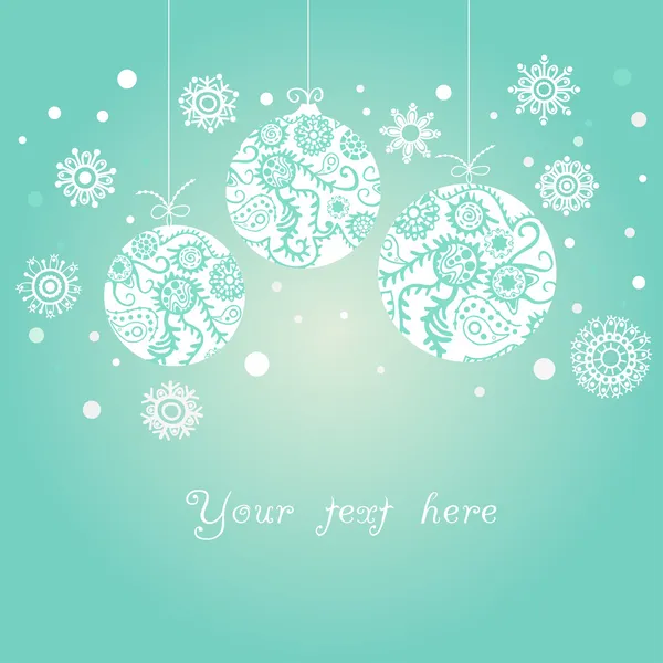 Hintergrund mit Weihnachtskugeln auf blauem Grund — Stockvektor