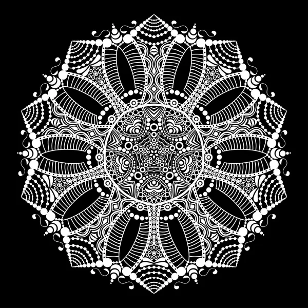 Adorno indio, patrón floral caleidoscópico, mandala . — Archivo Imágenes Vectoriales