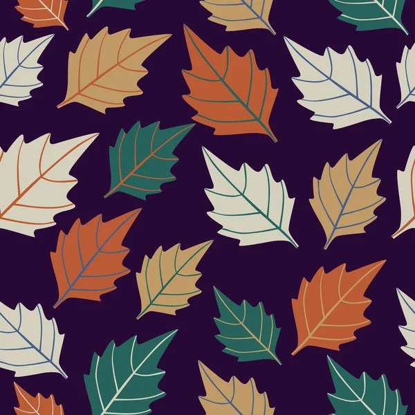 Modèle sans couture automne avec feuille — Image vectorielle