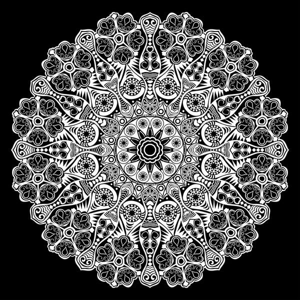 Adorno indio, patrón floral caleidoscópico, mandala . — Archivo Imágenes Vectoriales