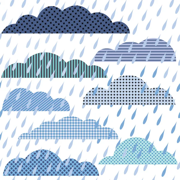 Seamless pattern with clouds and rain — Stock Vector