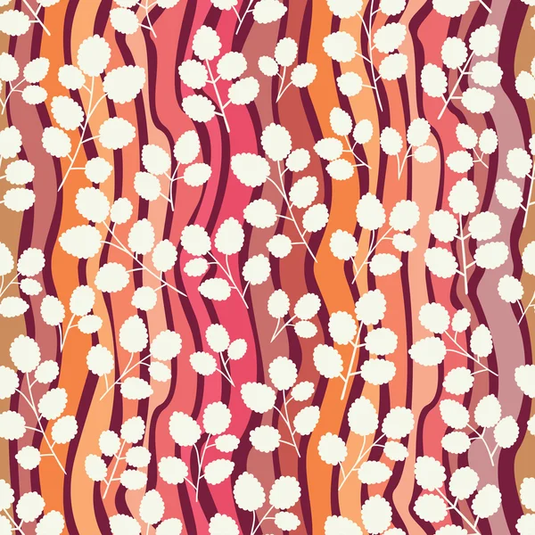 Dekorativa seamless mönster med löv och våg — Stock vektor