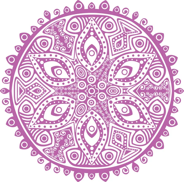 Indisches Ornament, kaleidoskopisches Blumenmuster, Mandala — Stockvektor