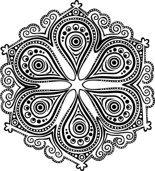 Indická ozdoba, kaleidoskopický květinovým vzorem, mandaly. — Stockový vektor