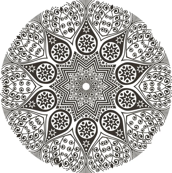 Ornement indien, motif floral kaléidoscopique, mandala . — Image vectorielle