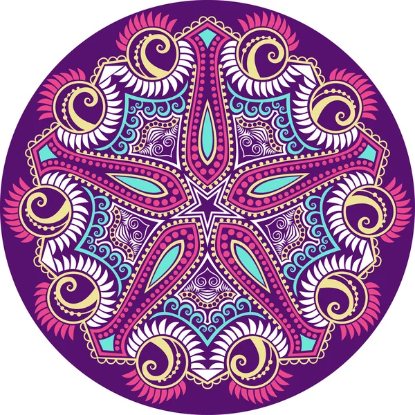 Indisches Ornament, kaleidoskopisches Blumenmuster, Mandala. — Stockvektor