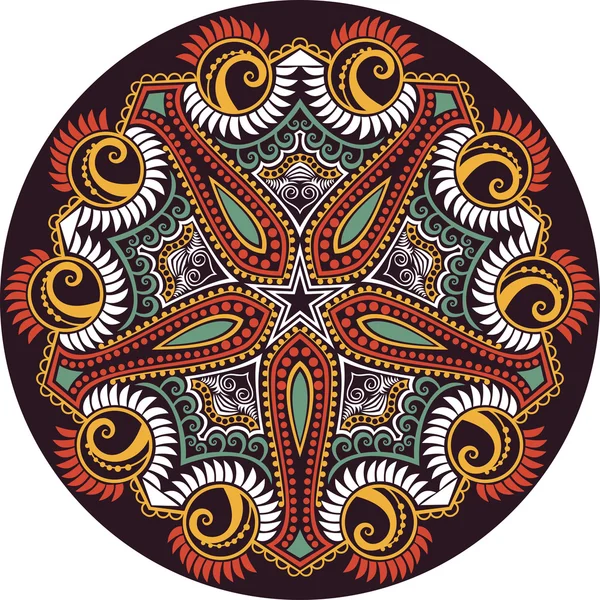 Indisches Ornament, kaleidoskopisches Blumenmuster, Mandala. — Stockvektor