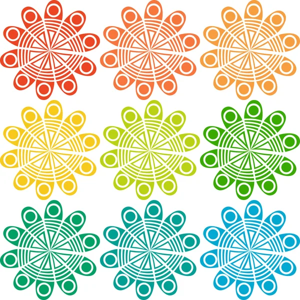 Patrón floral en colores arco iris — Vector de stock