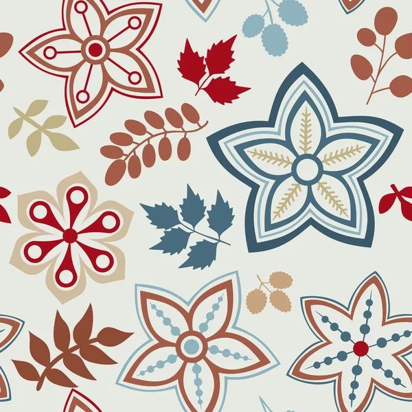 Безшовна текстура з прикрашеними квітами і листям — стоковий вектор