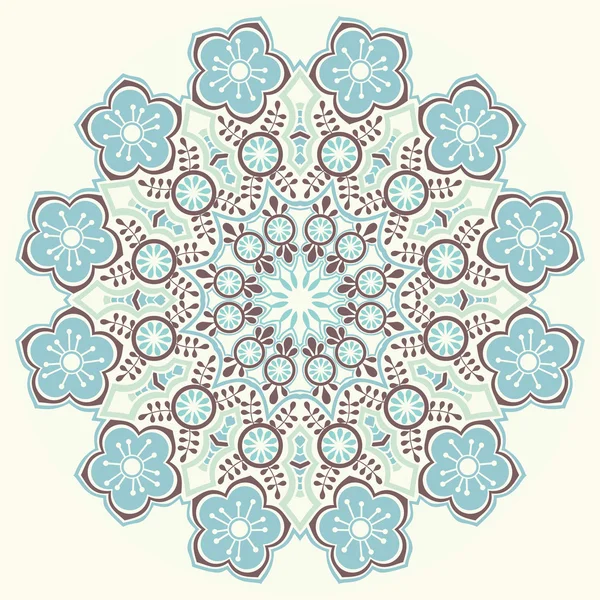 Ornement indien, motif floral kaléidoscopique, mandala . — Image vectorielle