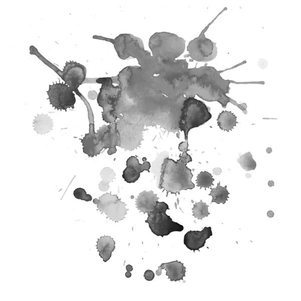 Spray de tinta vetorial, fundo respingo aquarela, textura preto e branco — Vetor de Stock