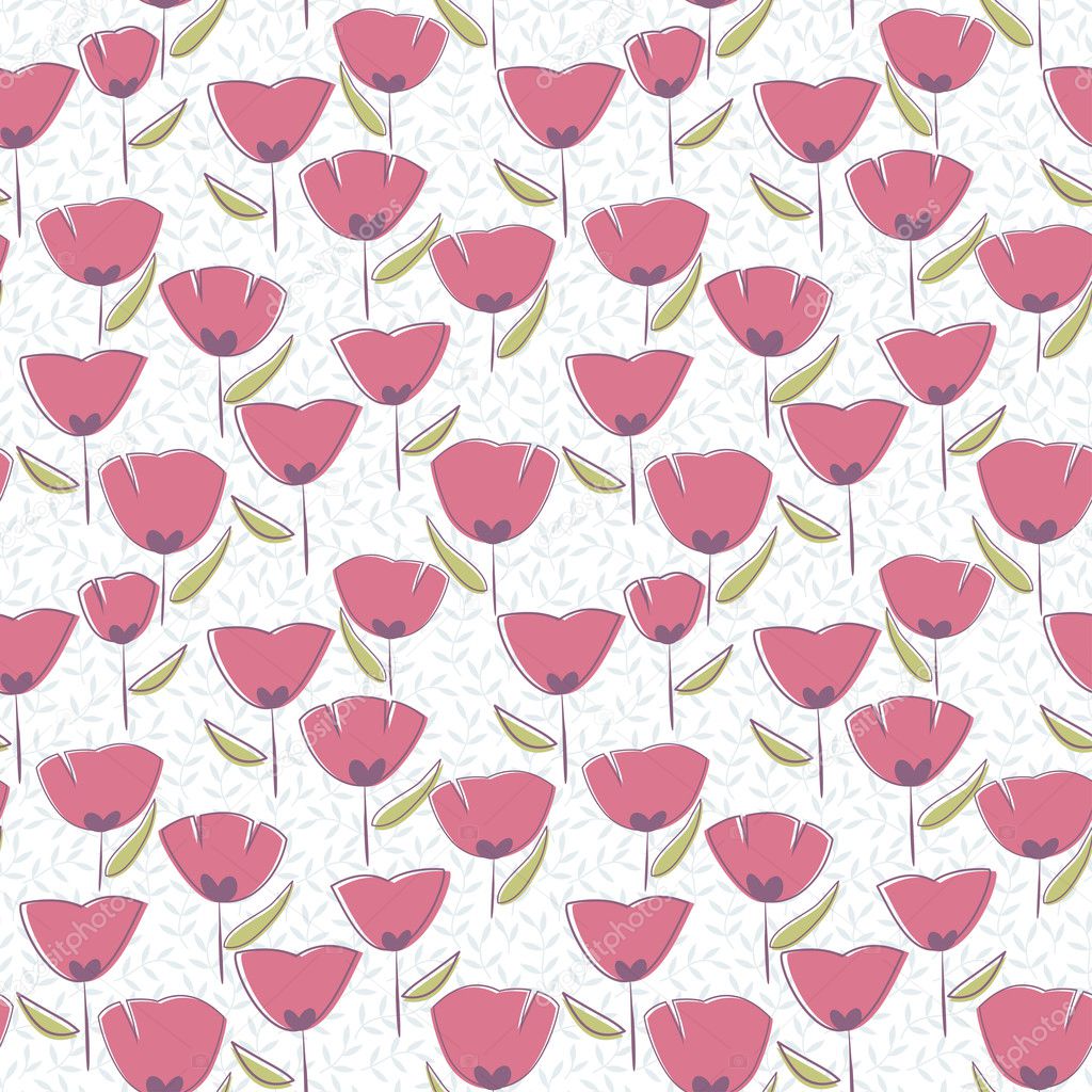 Poppy seamless pattern, endless texture with poppy