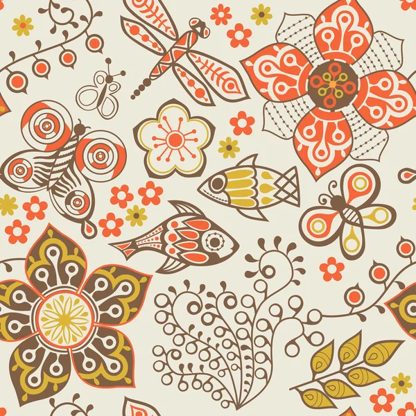 Motif floral sans couture — Image vectorielle