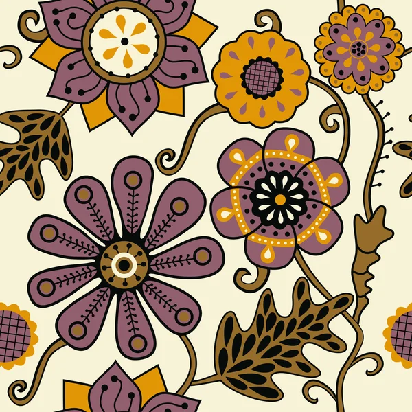 Bloemen naadloos patroon. — Stockvector