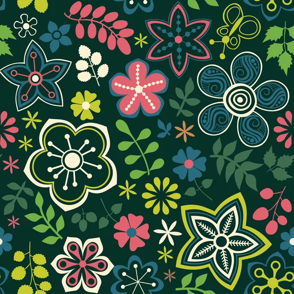 Bloemen naadloos patroon. — Stockvector