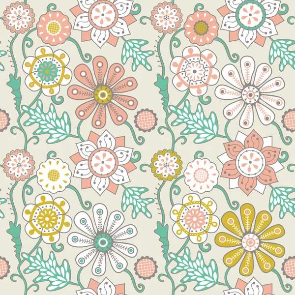 Bloemen naadloos patroon. — Stockvector