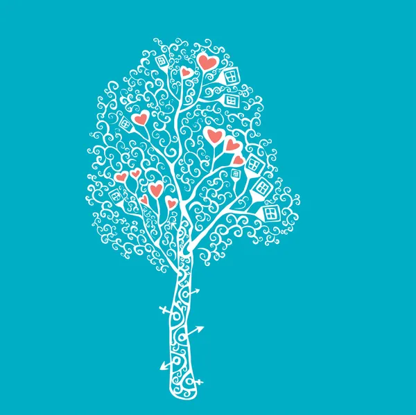 Cute valentine tree — Stock Vector