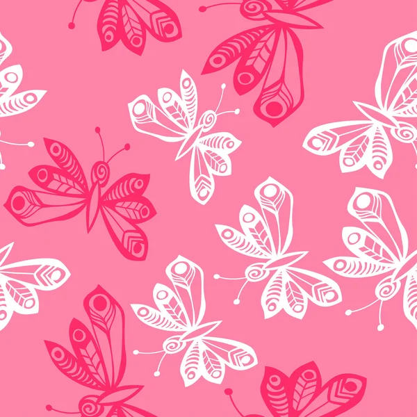 Romantische Schmetterling nahtlose Muster. — Stockvektor