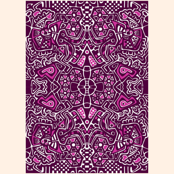 Arabesque mosaic pattern. Symmetric abstract oriental ornament background.