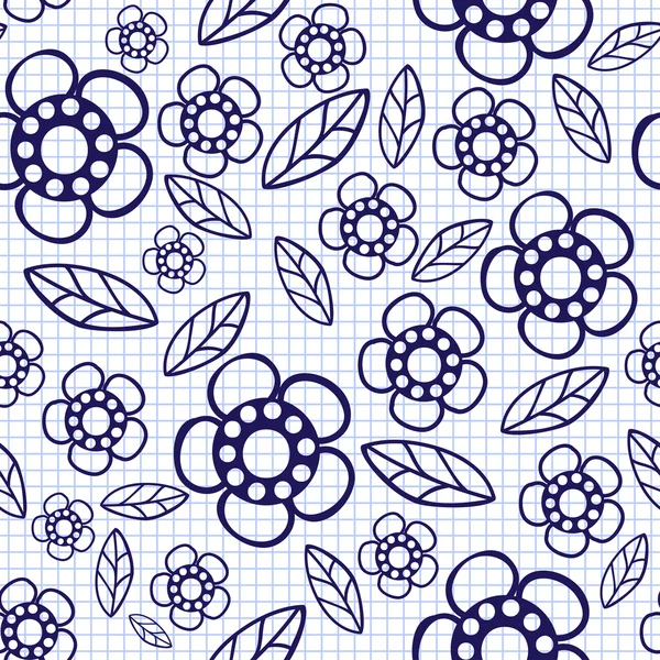Floral μοτίβο χωρίς ραφή με λουλούδια και φύλλα — Διανυσματικό Αρχείο