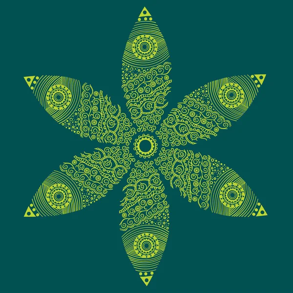 Jolie fleur ornementale sur vert — Image vectorielle