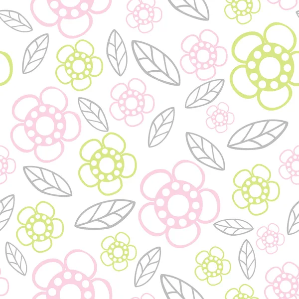 Summer floral seamless pattern with flowers and leafs. — Stock Vector