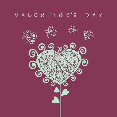 illüstrasyon işareti Bahçe ve valentine romantik kartı