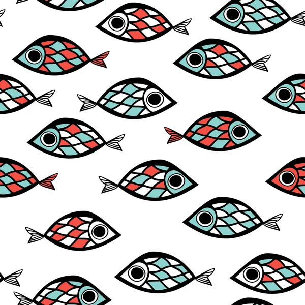Patrón de peces en estilo abstracto — Archivo Imágenes Vectoriales