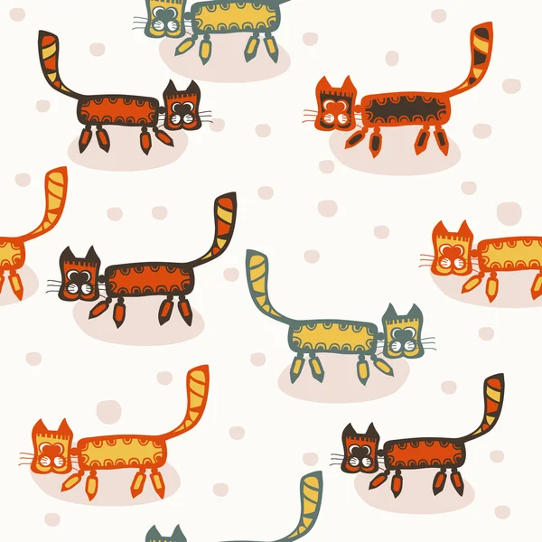 Motif sans couture avec des chats de bande dessinée — Image vectorielle